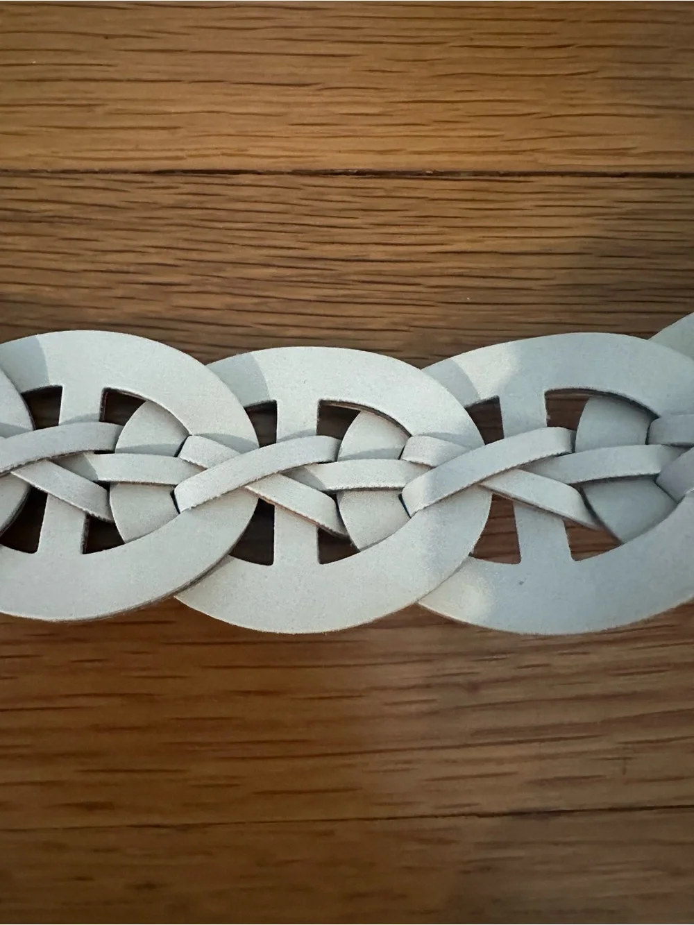 TARGET CREAM Braided Leather Belt with GOLD Ring